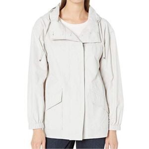 Eileen Fisher Light Organic Cotton Nylon Blend Hooded Coat